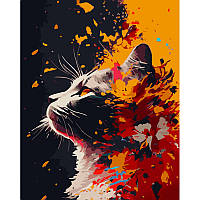 Картина за номерами Strateg Квітковий кіт розміром 40х50 см (GS909) melmil