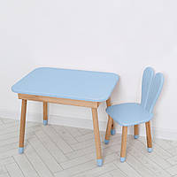 Детский деревянный комплект столик и стульчик Зайка с ящиком под столешницей Bambi 04-027BLAKYTN-TABLE Голубой