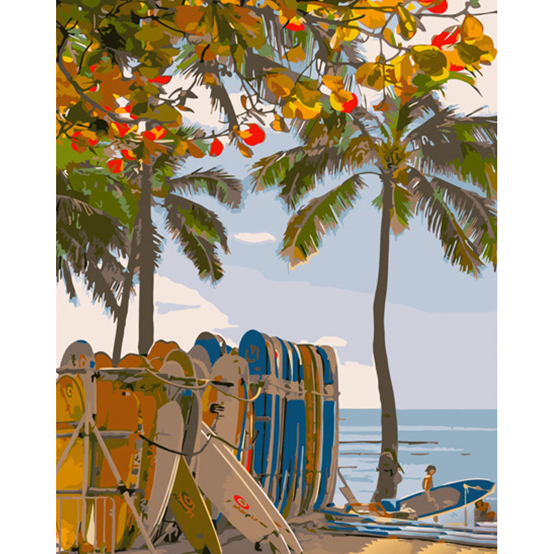 Картина за номерами Strateg Серфінг на Гаваях розміром 40х50 см (GS1278) melmil