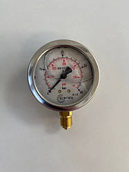 Манометри для вимірювання тиску з гліцериновим наповненням EN837-1 (діаметр 63мм, клас точності 1,6)