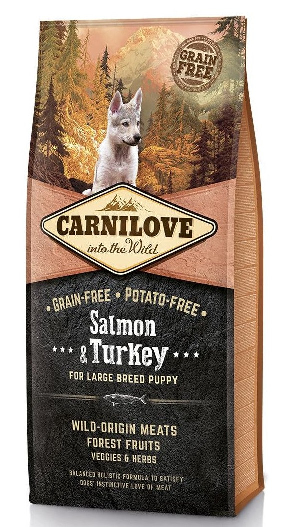Беззерновий корм для цуценят великих порід Carnilove Salmon & Turkey Large Breed Puppy 12 кг (лосось та індичка), фото 1