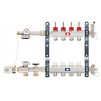 Узел теплого пола в сборе без насоса Itap 1x3/4 на 4 выхода с расходомерами
