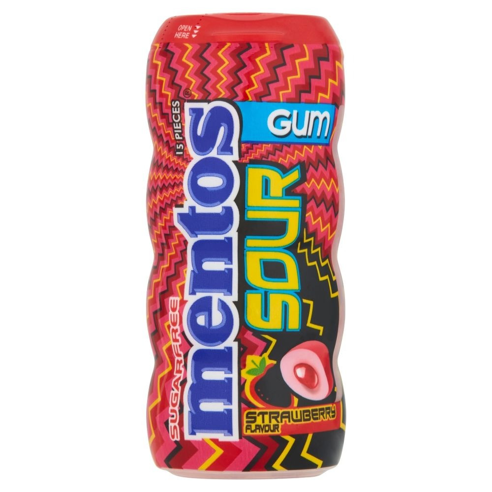 Кисла жуйка Mentos Sour Gum зі смаком Полуниці 30 g