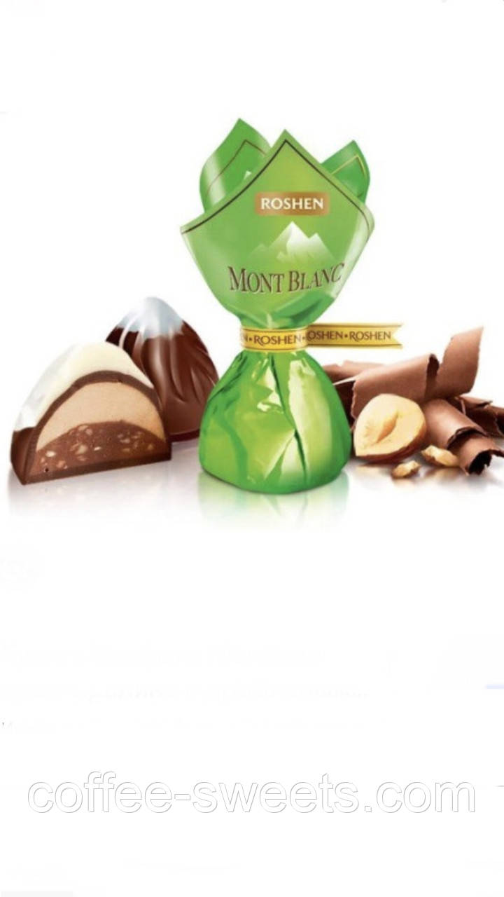 Шоколадні цукерки Рошен Монблан крем-праліне з подрібненим лісовим ...