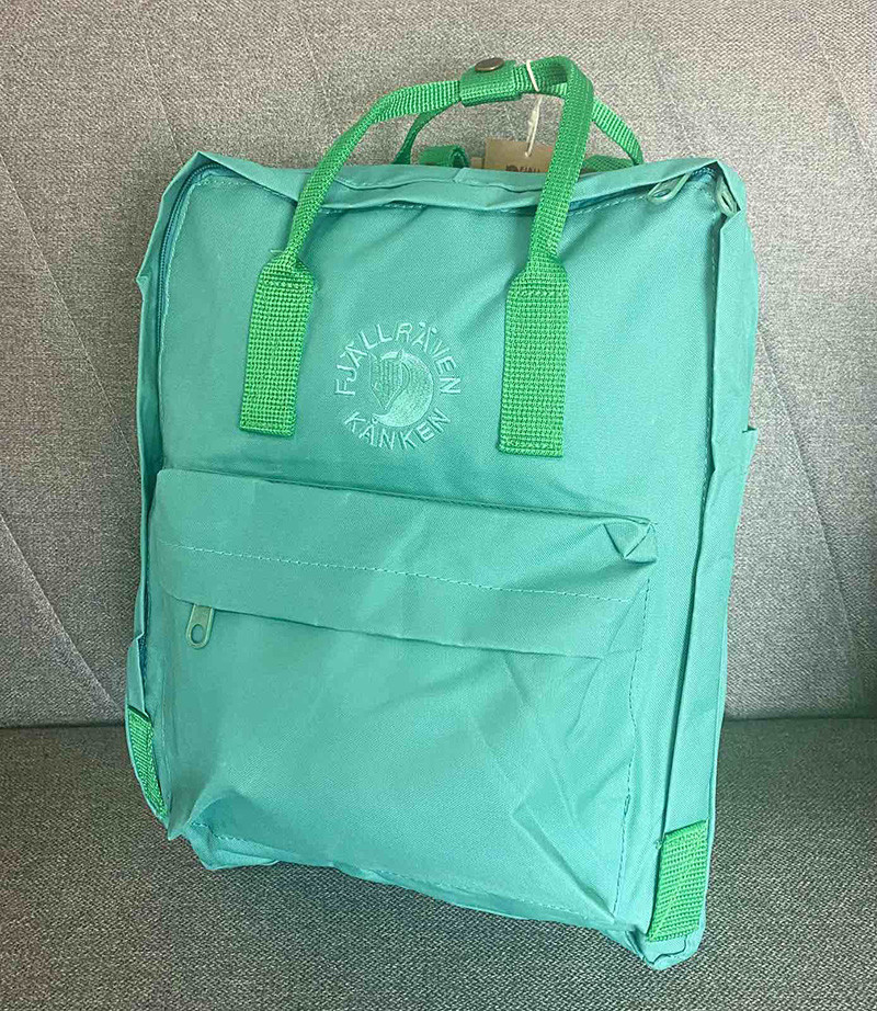 Рюкзак великий однотонний Канкен з логотипом вишивка Світло зелений розмір 38*28*14 см