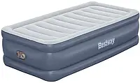Велюровая надувная односпальная кровать Bestway 6713G со встроенным электронасосом 191х97х51 см Серый