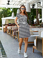 Молодежное полосатое летнее платье "морячка" в спортивном стиле
