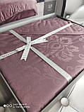 Набір постільної білизни сатин жаккард Fiesta євро розмір бузковий, фото 2