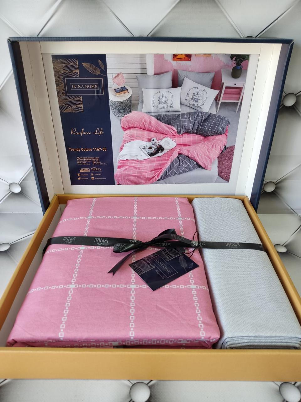 Постільна білизна ранфорс люкс євро розмір Irina Home Pink Туреччина