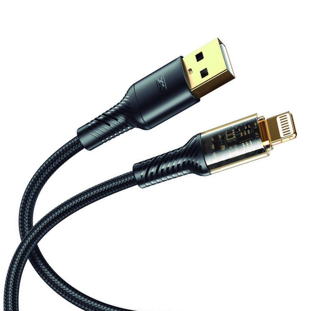 Кабель XO NB229 transparent design waven 2.4A Lighting usb cable Black