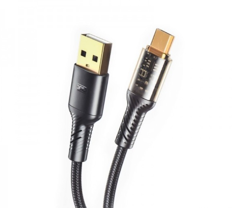 Кабель XO NB229 transparent design waven 2.4A Micro usb cable Black