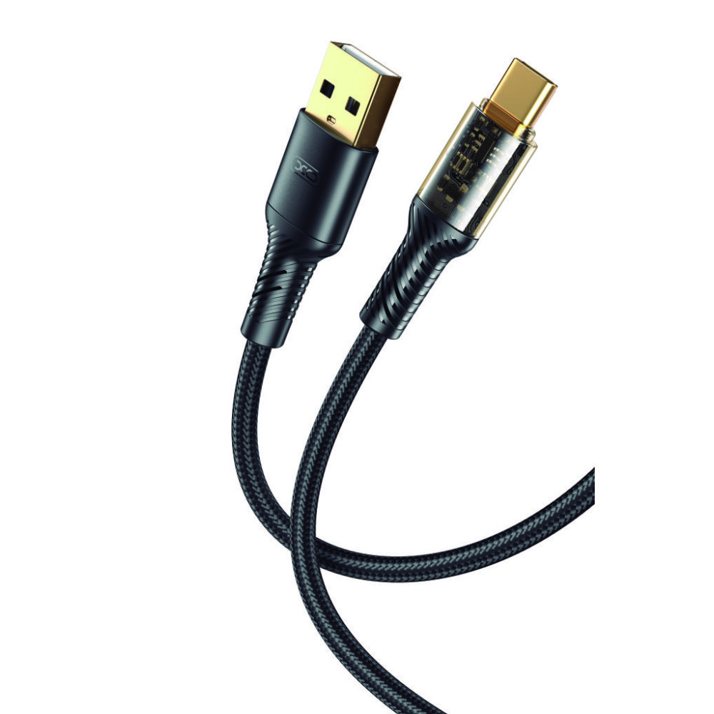 Кабель XO NB229 transparent design waven 2.4A Type-c usb cable Black