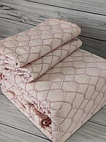 Покривало стьобане 250 на 260 см з наволочками Defne home рожеве