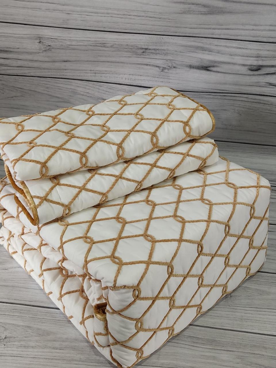 Покривало стьобане 250 на 260 см з наволочками Defne home карамель, фото 1