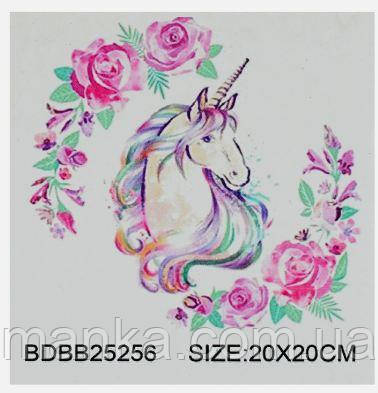 Алмазна мозаїка BDBB 25256 (100) "TK Group", "Єдиноріг", часткова викладка, з рамкою, 20х20см, в коробці, фото 1