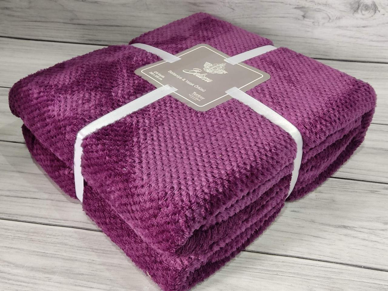 Плед мікрофібра євро розмір 200 на 220 см Belizza home фіолетовий, фото 1