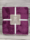 Плед мікрофібра євро розмір 200 на 220 см Belizza home фіолетовий, фото 2