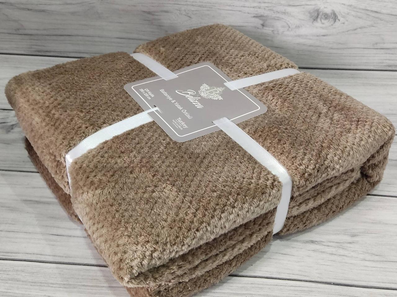 Плед мікрофібра євро розмір 200 на 220 см Belizza home капучино, фото 1