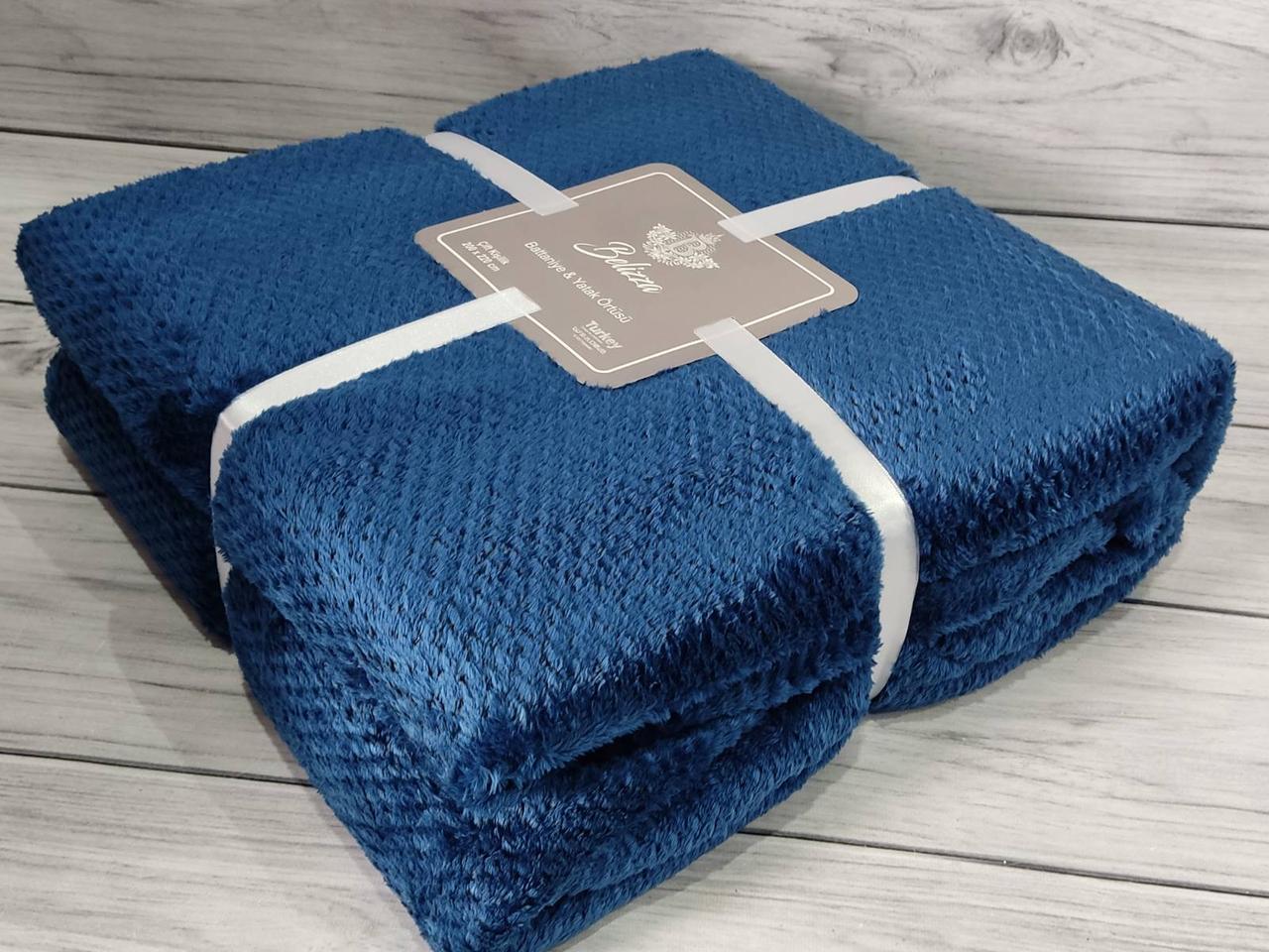 Плед мікрофібра євро розмір 200 на 220 см Belizza home синій, фото 1