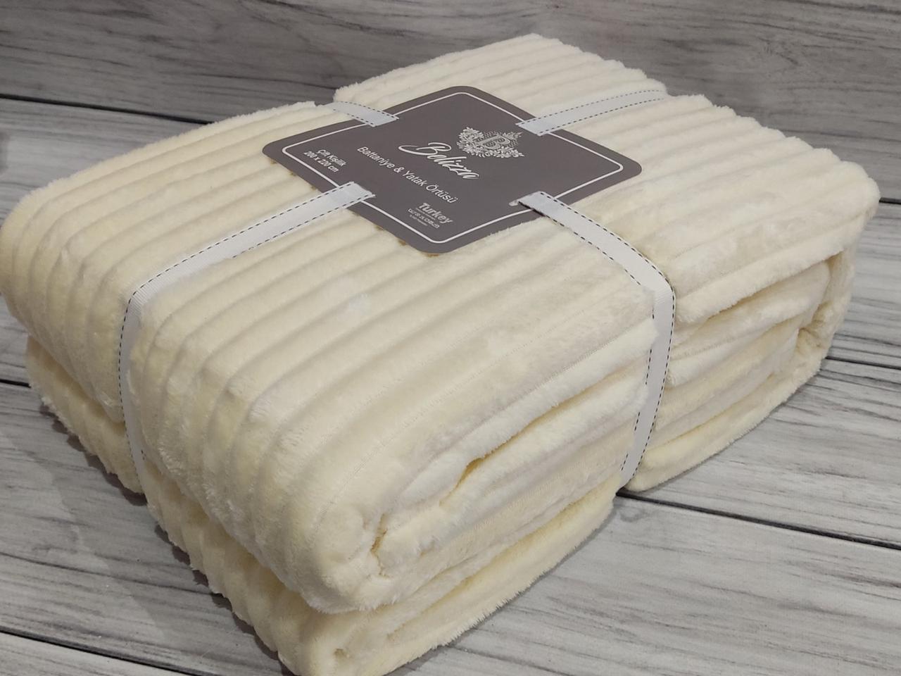 Плед мікрофібра євро розмір 200 на 220 см Belizza home кремовий, фото 1