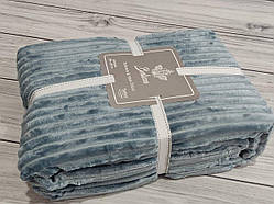 Плед мікрофібра євро розмір 200 на 220 см Belizza home сіро блакитний