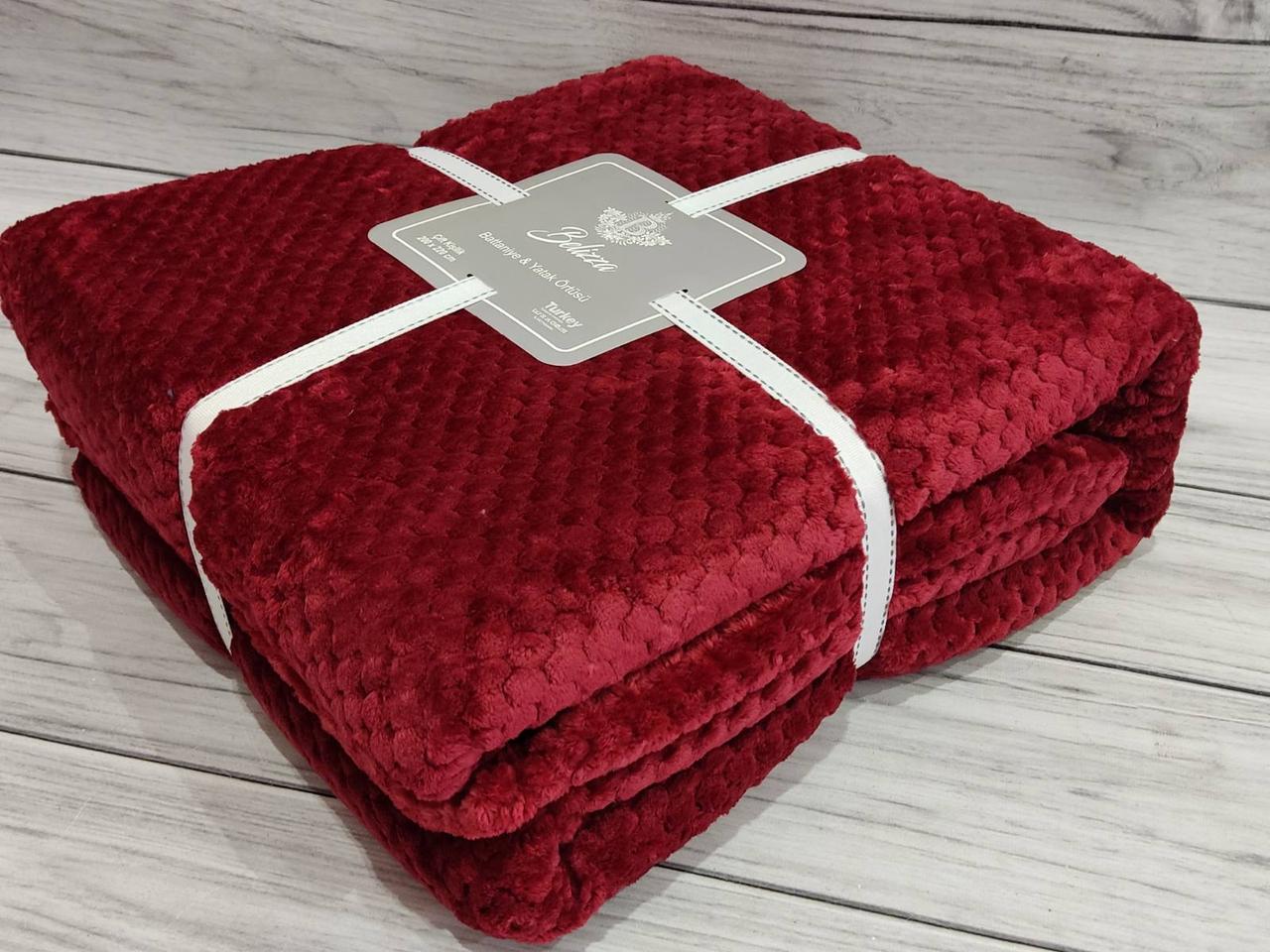 Плед мікрофібра євро розмір 200 на 220 см Belizza home червоний, фото 1