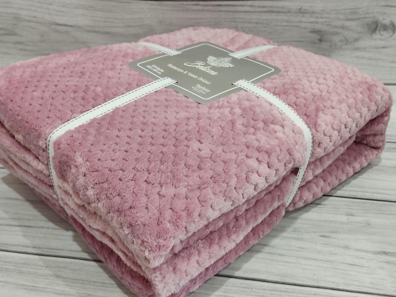 Плед мікрофібра євро розмір 200 на 220 см Belizza home рожевий, фото 1