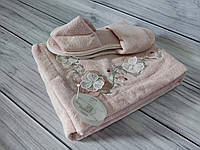 Набор для сауны и бани женский бамбуковый 3 предмета Pupilla люкс Турция розовый