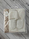 Набір для сауни жіночий махровий 3 предмета Pupilla люкс Туреччина кремовий, фото 4
