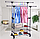 Вішалка-стійка з полками для взуття Triple Poule телескопічна на коліщатках для дому металік, фото 6
