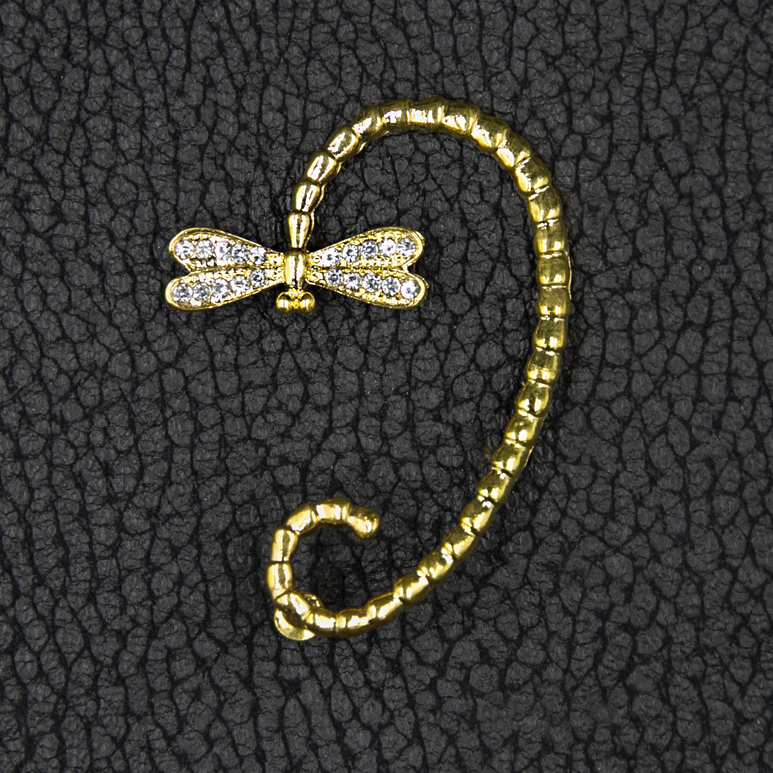 Кафа золотистого кольору біжутерія бабка з білими стразами застібка гвоздик розмір сережки 55х40 мм