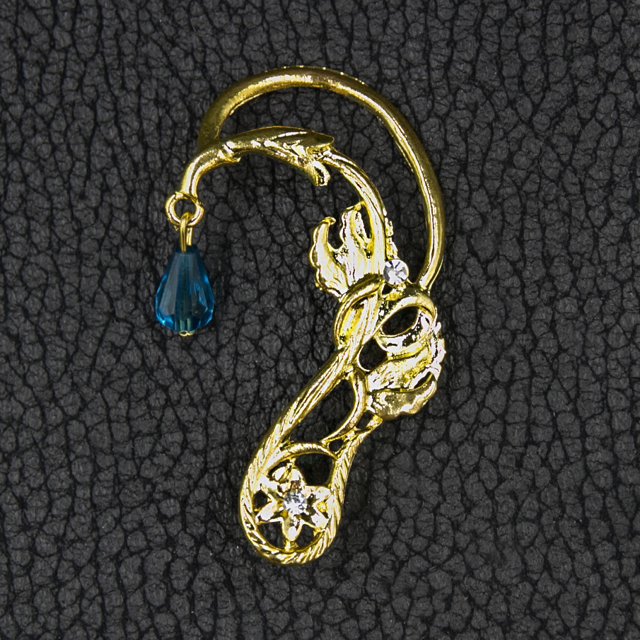 Кафа золотистого кольору біжутерія квіточок із кристалом і стразами застібка гвоздик розмір сережки 60х35 мм