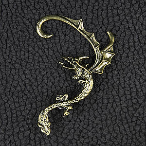 Каффа винтаж темное золото бижутерия пылающий дракон застежка гвоздик размер серьги 70х45 мм