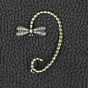 Кафа вінтаж темне золото біжутерія бабка з білими стразами застібка гвоздик розмір сережки 55х40 мм