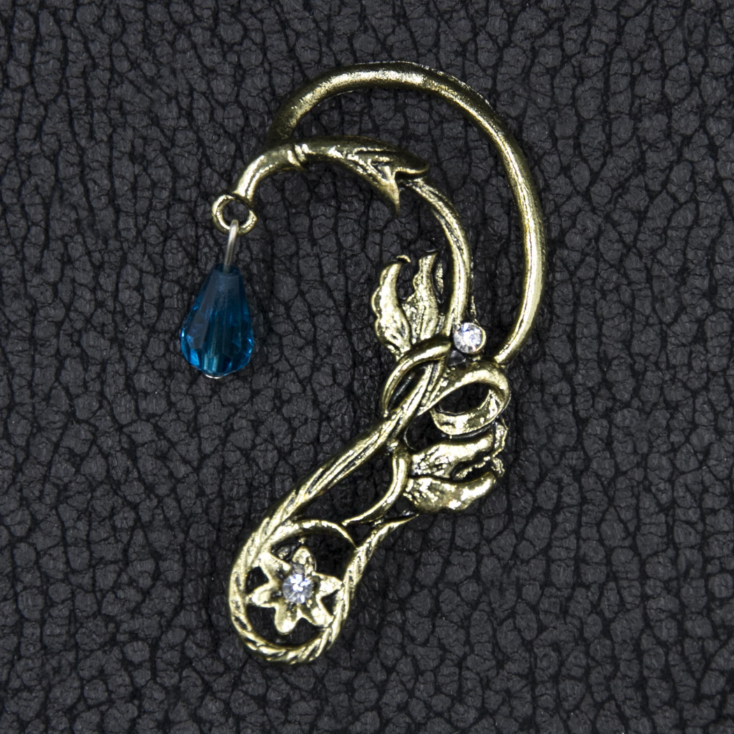 Кафа вінтаж темне золото біжутерія квіточок із білими стразами застібка гвоздик розмір сережки 70х35 мм