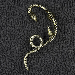 Кафа вінтаж темне золото біжутерія дві змії застібка гвоздик зверху затискач розмір сережки 70х50 мм