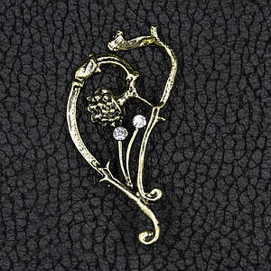 Кафа вінтаж темне золото металева біжутерія квітка зі стразами застібка гвоздик розмір сережки 55х35 мм