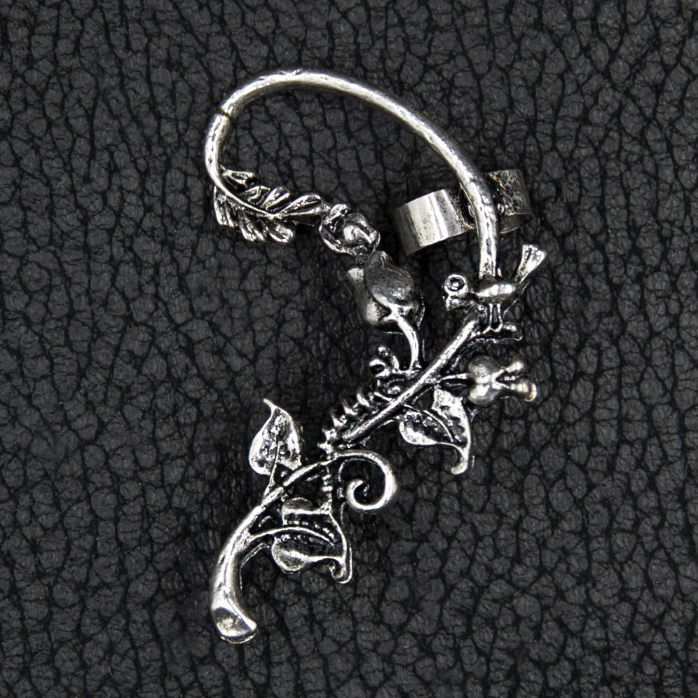 Каффа вінтаж срібляста металева біжутерія квітуча троянда застібка гвоздиків і затискач розмір сережки 55х45 мм