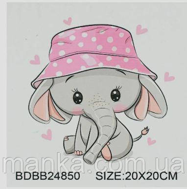 Алмазна мозаїка BDBB 24850 (100) "TK Group", "Слоненя", часткова викладка, з рамкою, 20х20см, в коробці, фото 1