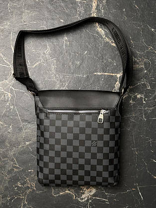 Месенджер шкіряний Louis Vuitton сіра клітка, фото 2