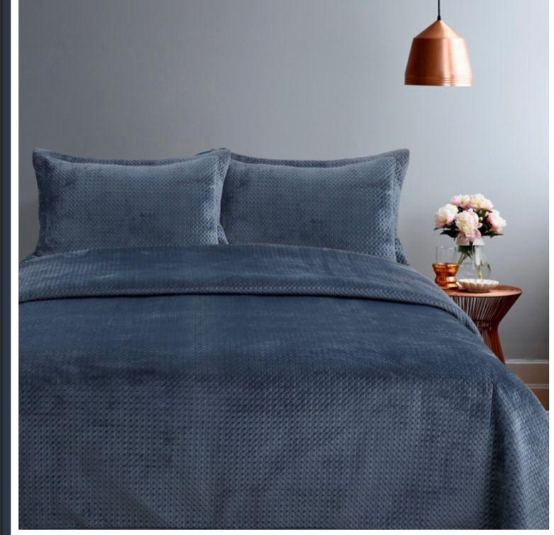 Покривало велюрове 240 на 260 см з наволочками Issi Home Туреччина графіт, фото 1