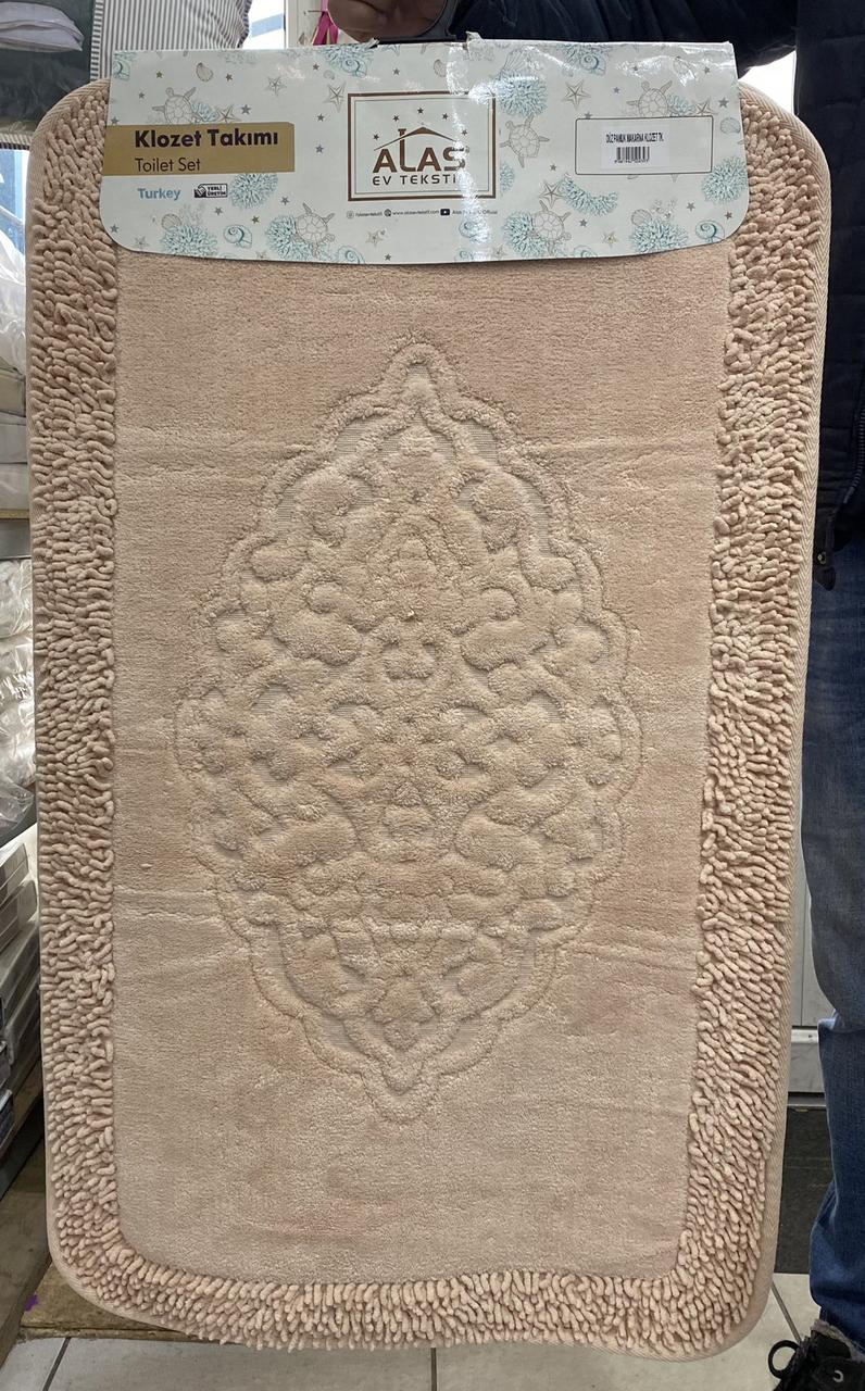 Килимки для ванної кімнати прямокутні Alas 2 предмета Туреччина персикові, фото 1