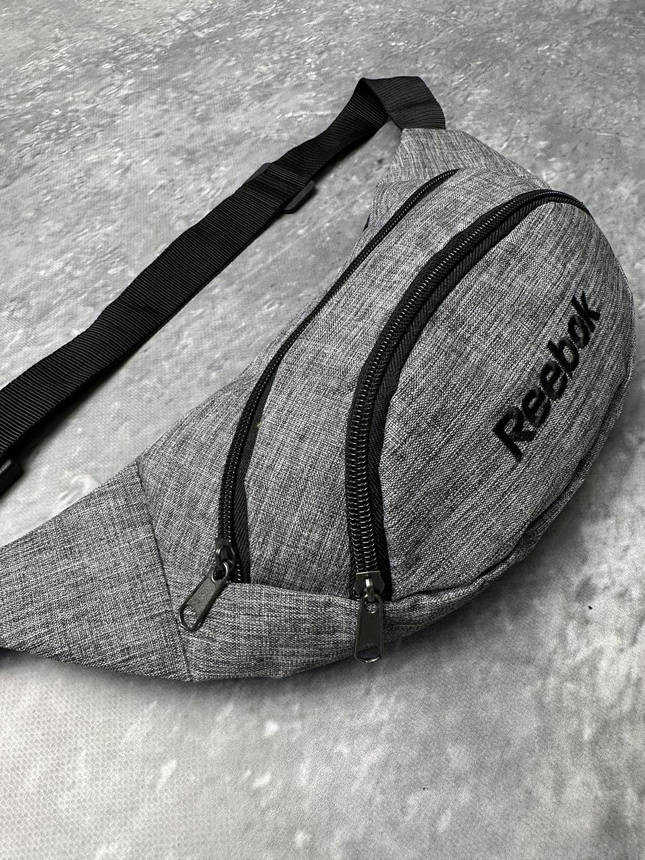 Бананка сірий меланж Reebok (лого чорне), фото 2