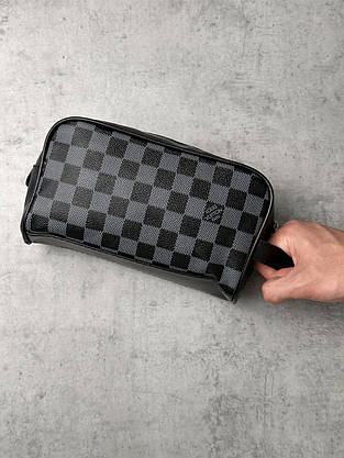Клатч Louis Vuitton чорна з сірим клітка, фото 2