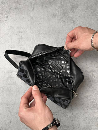 Клатч Louis Vuitton чорна з сірим клітка, фото 2