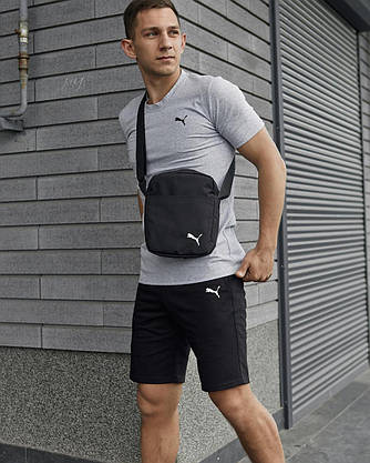 Комплект футболка сіра Puma + Шорти + Барсетка, фото 2