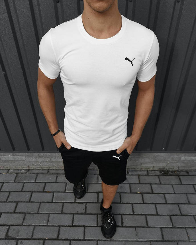 Комплект Puma футболка біла + шорти, фото 2