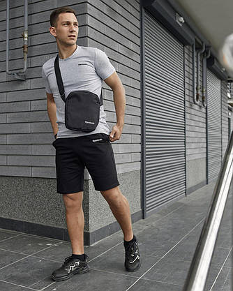 Комплект футболка сіра Reebok + Шорти + Барсетка, фото 2