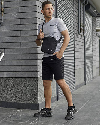 Комплект футболка сіра Reebok + Шорти + Барсетка, фото 3