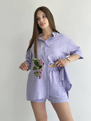 Костюм Sweet жіночий кардиган та шорти бузкові, фото 3